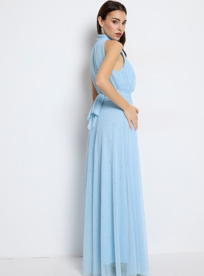 Vestido Tul Basic Halter Brillos