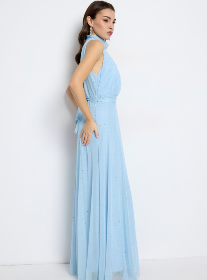 Vestido Tul Basic Halter Brillos