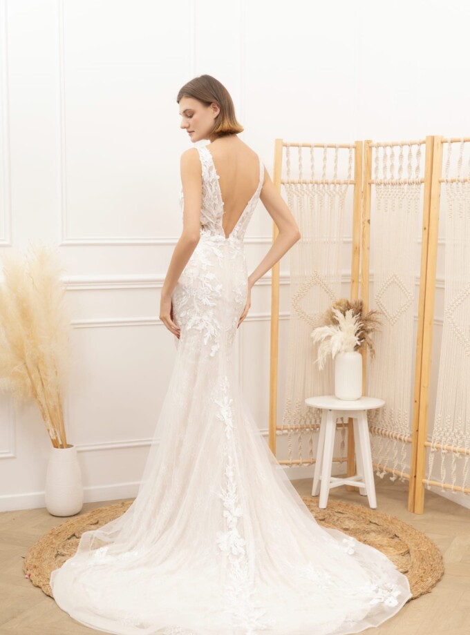 Vestido Novia Sirena Encaje Cola