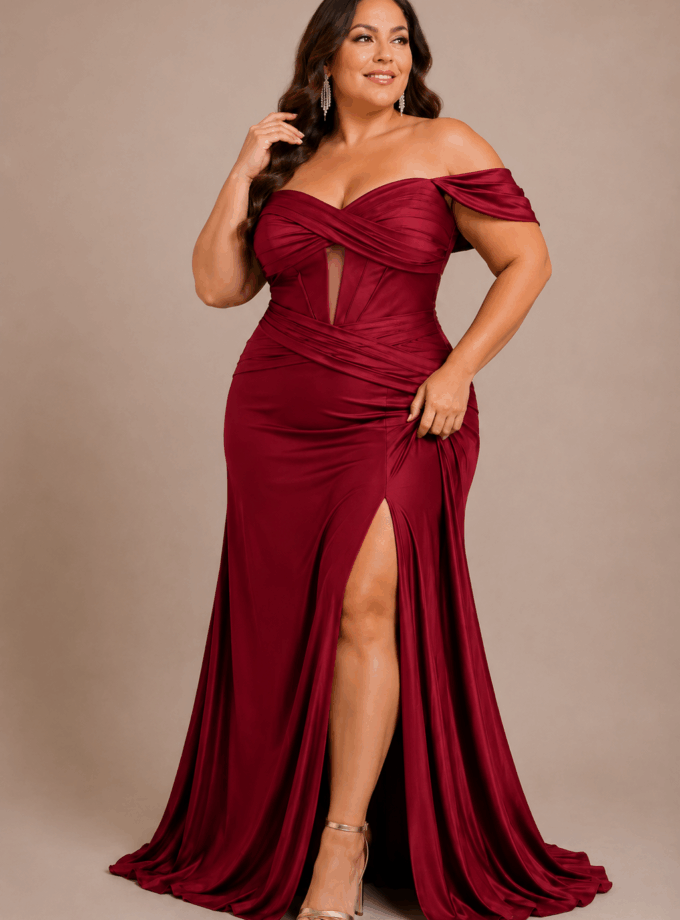 Vestido Seda Sirena Mangas Curvy