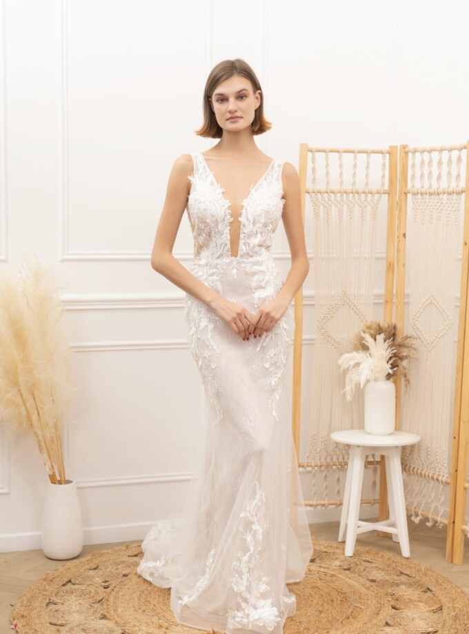 Vestido Novia Sirena Encaje Cola