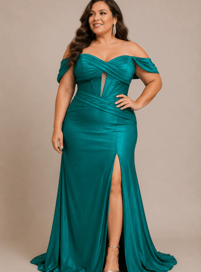 Vestido Seda Sirena Mangas Curvy