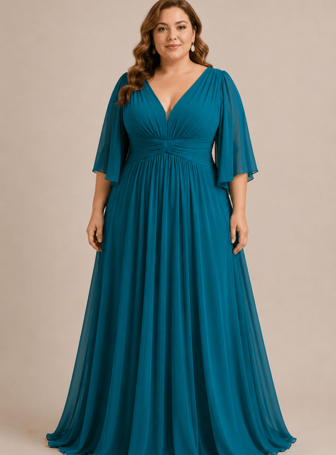 Vestido Elástico Manga Francesa Curvy