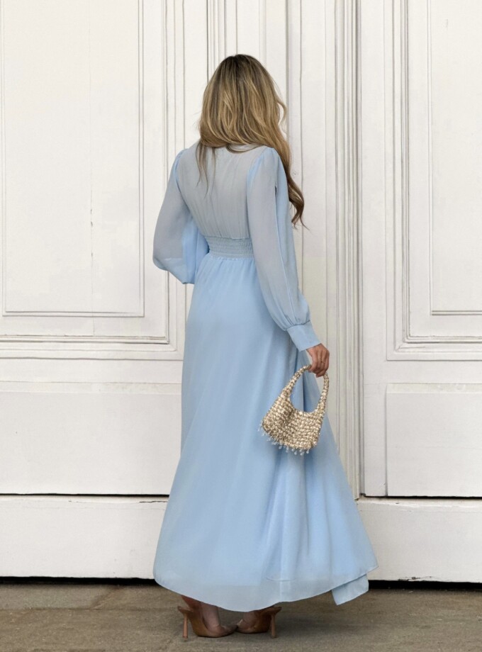 Vestido Gasa Mangas Abertura Basic