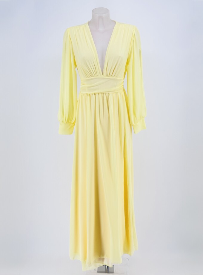 Vestido Gasa Mangas Abertura Basic