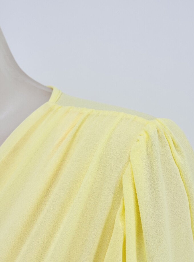 Vestido Gasa Mangas Abertura Basic