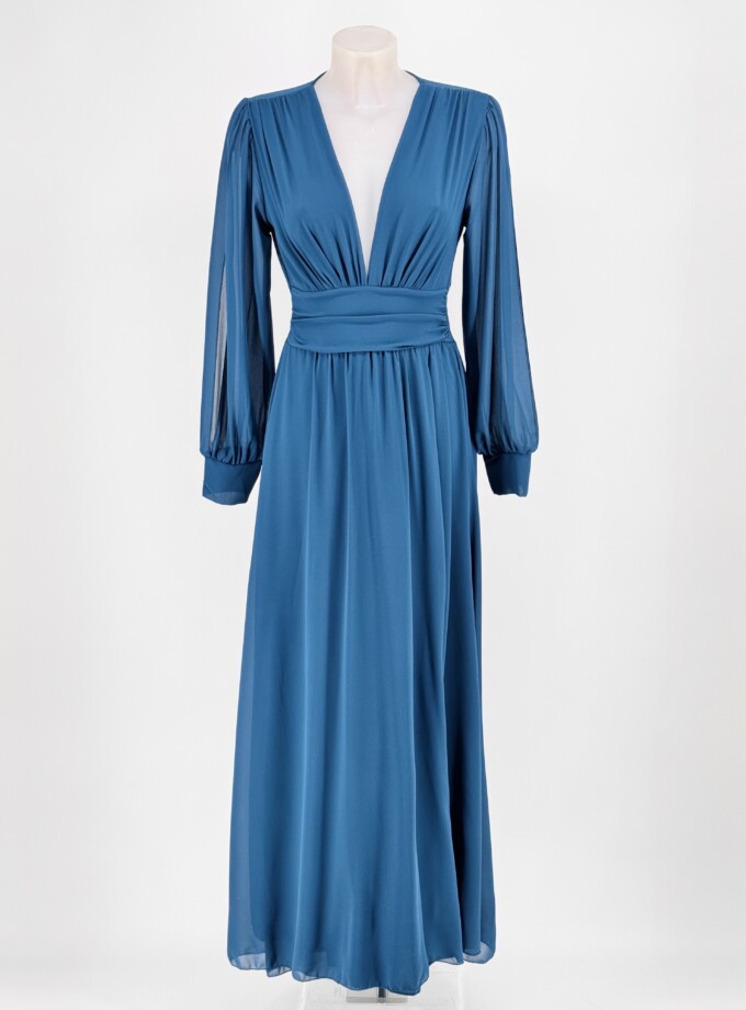 Vestido Gasa Mangas Abertura Basic