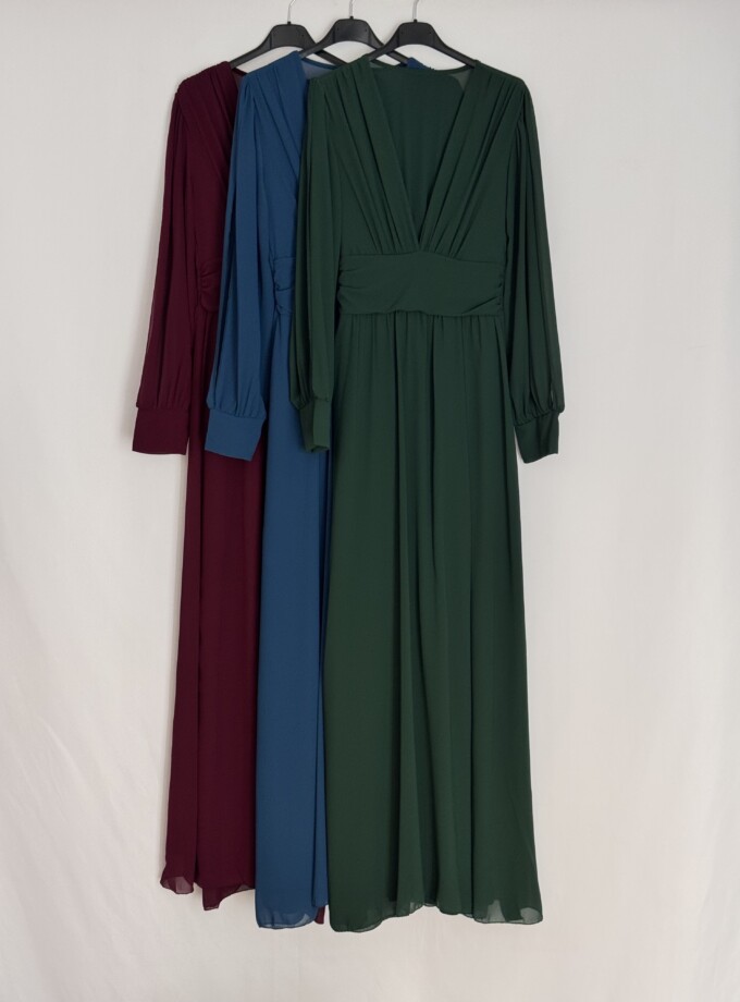 Vestido Gasa Mangas Abertura Basic