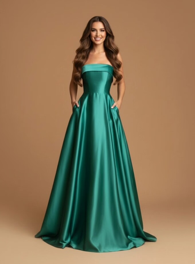 Vestido Palabra Honor Bolsillos