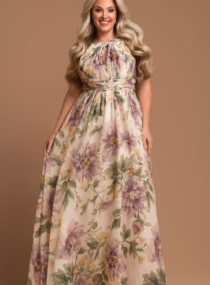 Vestido Halter Estampado Curvy