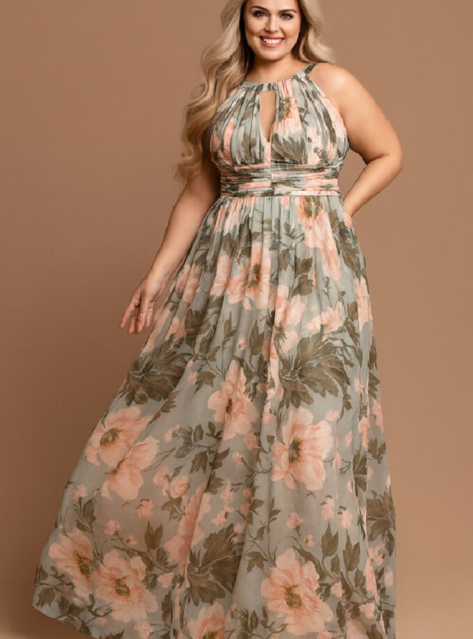 Vestido Halter Estampado Curvy