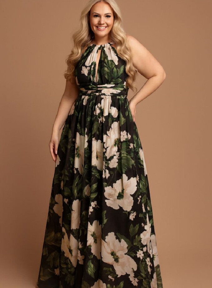 Vestido Halter Estampado Curvy