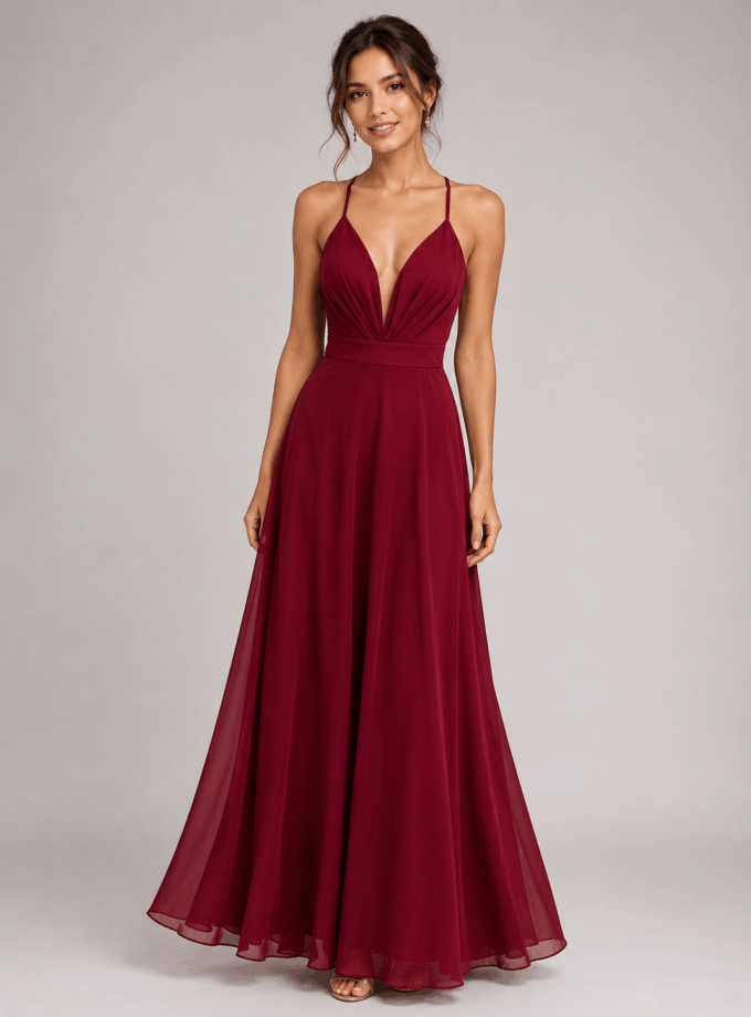 Vestido Gasa Espalda Cruzada
