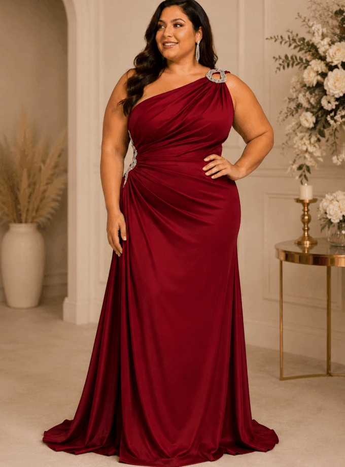 Vestido Asimétrico Sirena Seda Curvy
