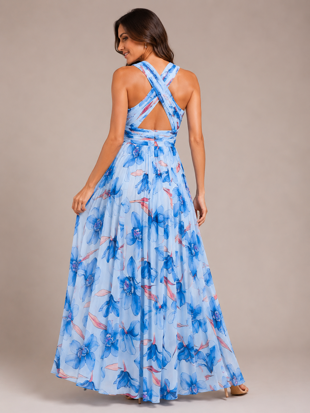 Vestido Escote Gasa Floral - Imagen 6