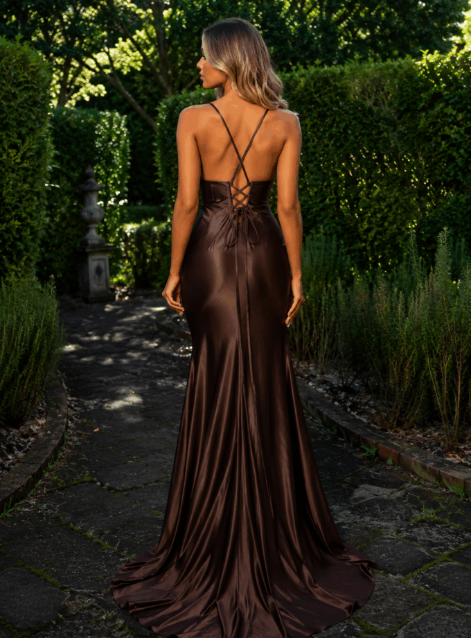 Vestido Seda Sirena Escote Cintura