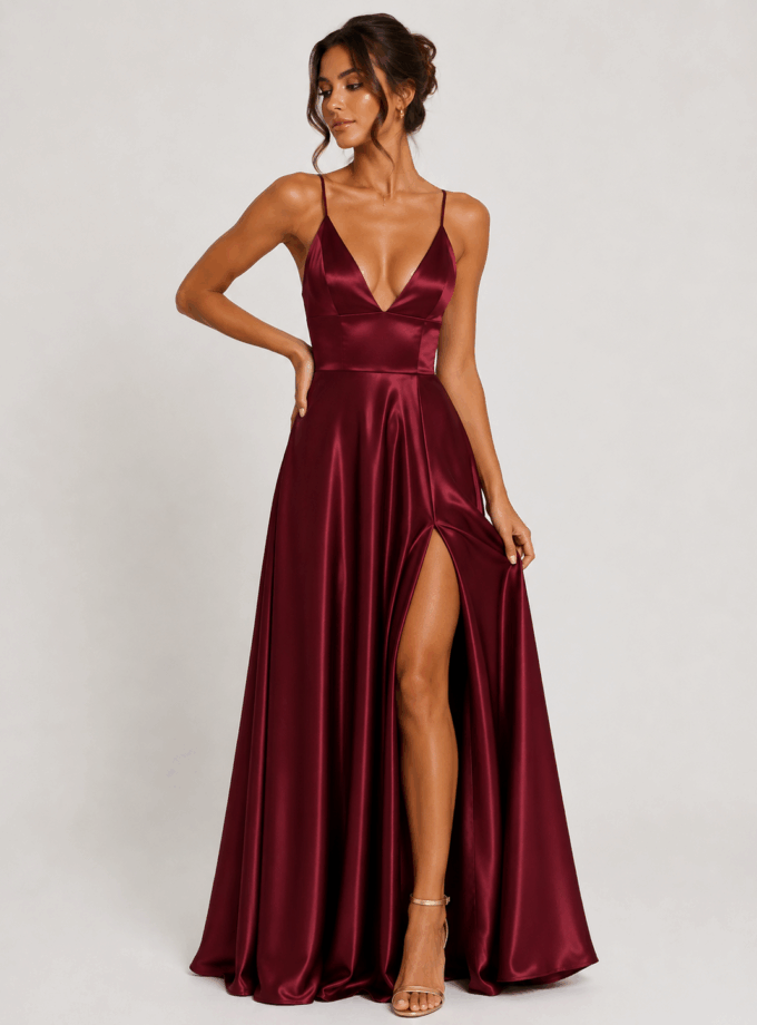 Vestido Seda Falda Amplia