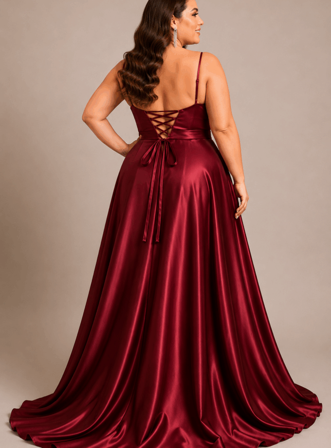 Vestido Seda Escote Cascada Curvy