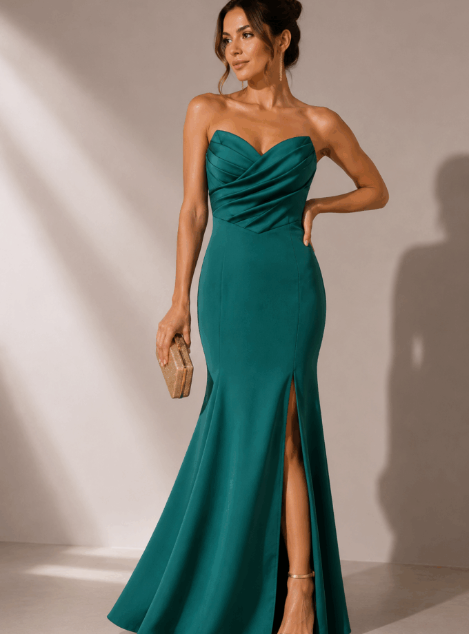 Vestido Sirena Palabra Honor Corazón