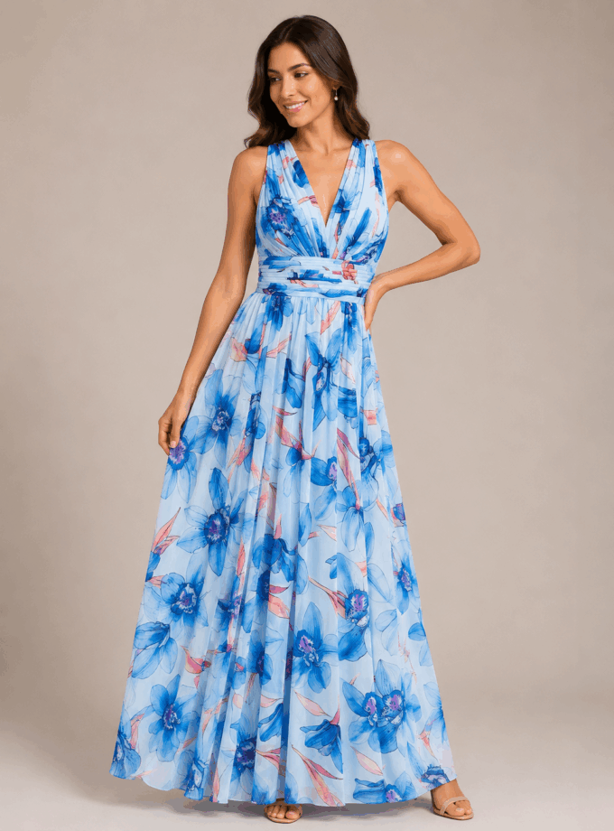 Vestido Escote Gasa Floral