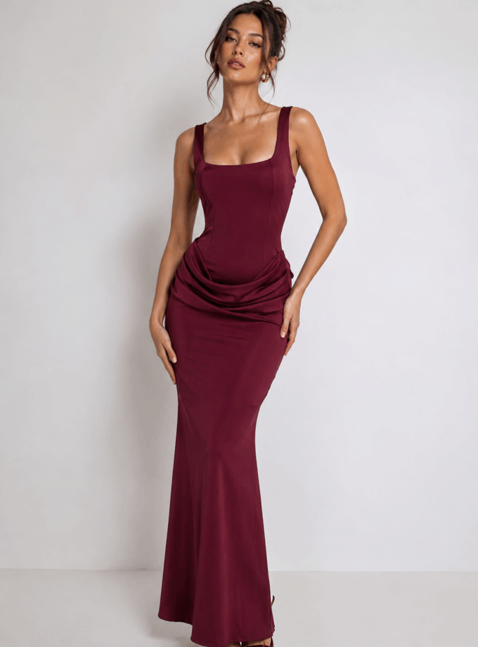 Vestido Falda Seda Cintura Cascada