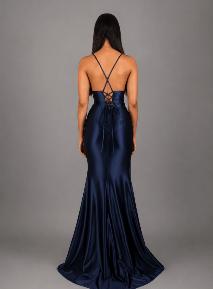 Vestido Seda Sirena Escote Cintura