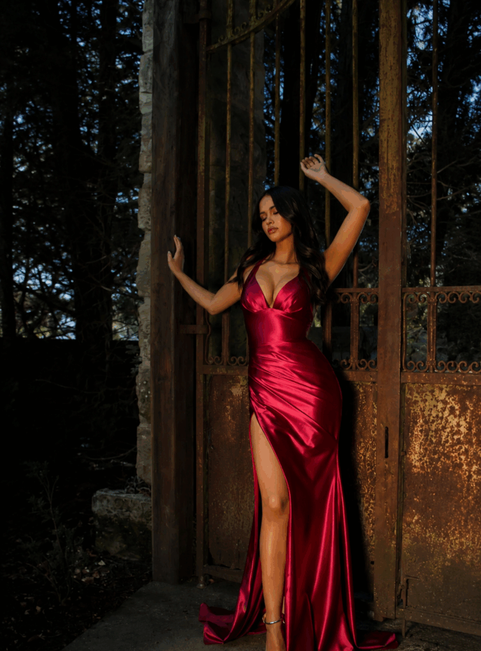 Vestido Seda Sirena Escote Cintura