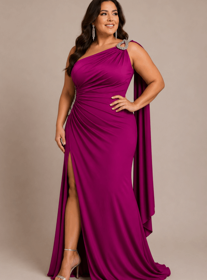 Vestido Asimétrico Sirena Seda Curvy