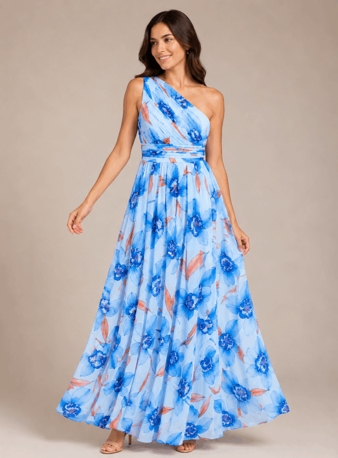 Vestido Asimétrico Gasa Floral