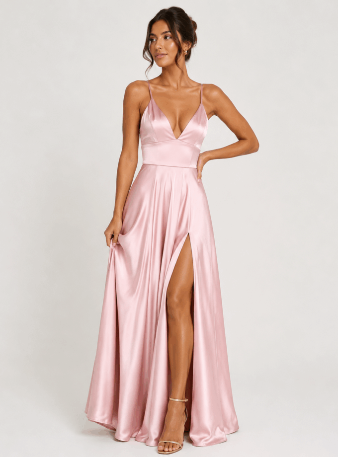 Vestido Seda Falda Amplia