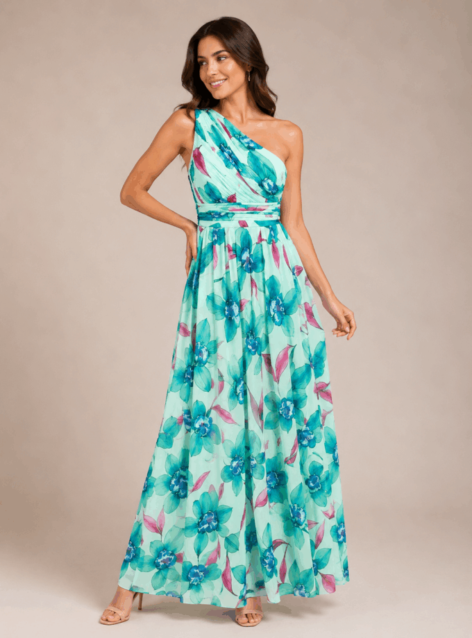 Vestido Asimétrico Gasa Floral