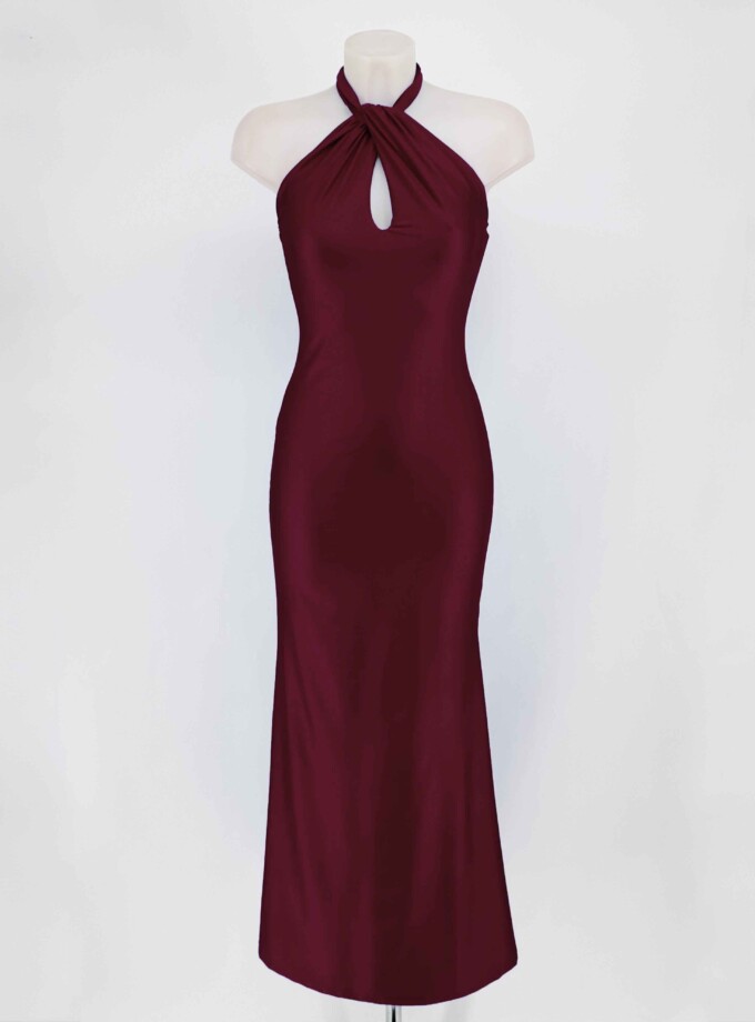 Vestido Seda Halter Atado Cuello