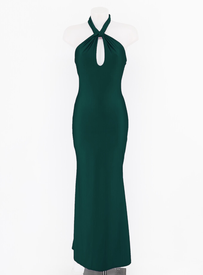 Vestido Seda Halter Atado Cuello