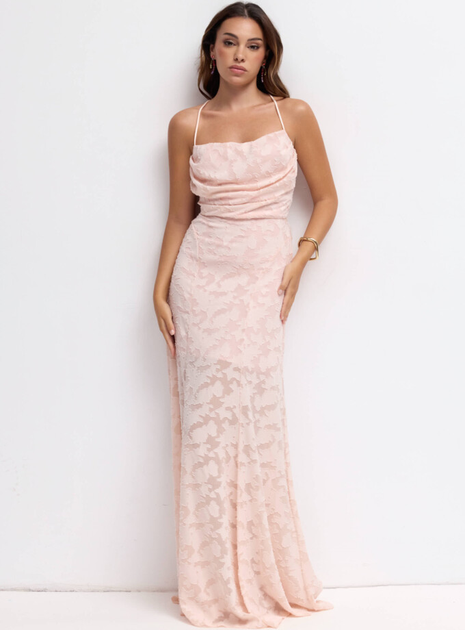 Vestido Cascada Textura Floral