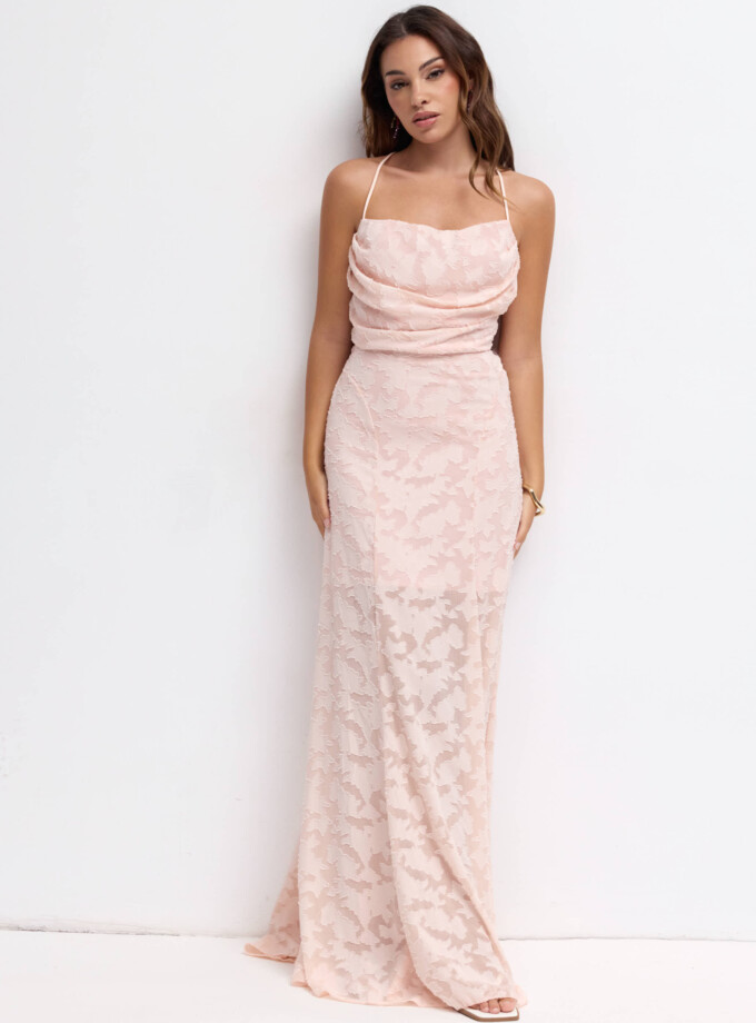 Vestido Cascada Textura Floral