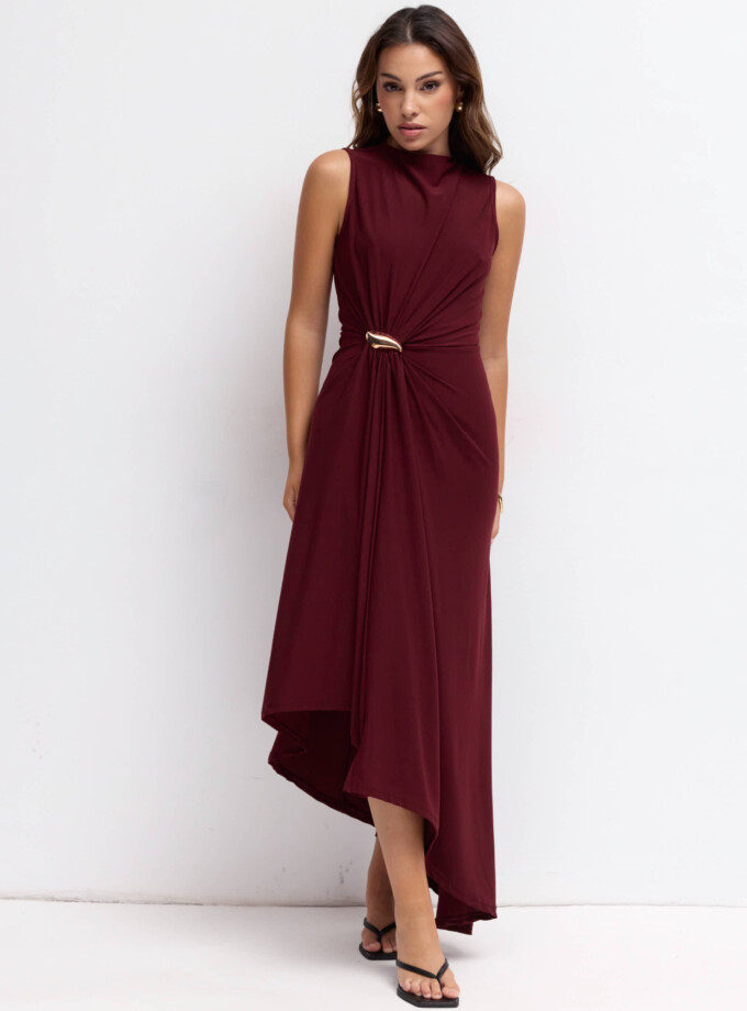 Vestido Asimétrico Frunce Cintura Gota