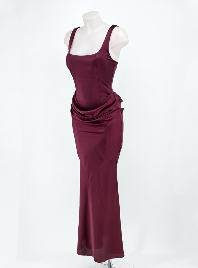 Vestido Falda Seda Cintura Cascada