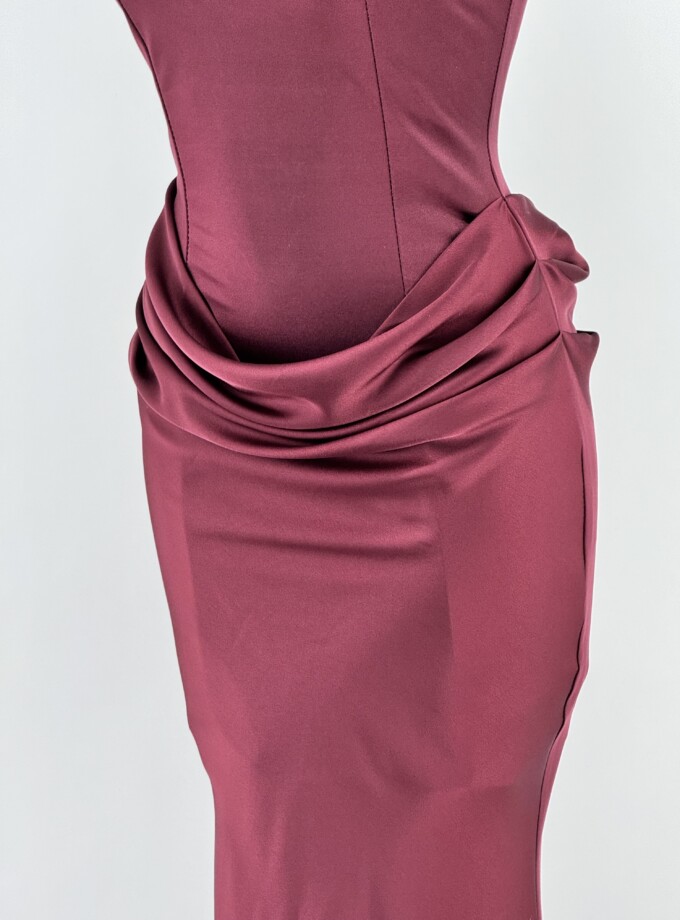 Vestido Falda Seda Cintura Cascada