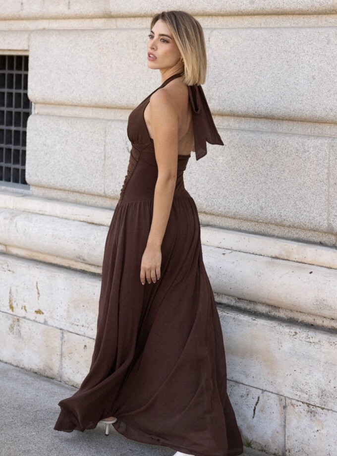 Vestido Falda Gasa Escote