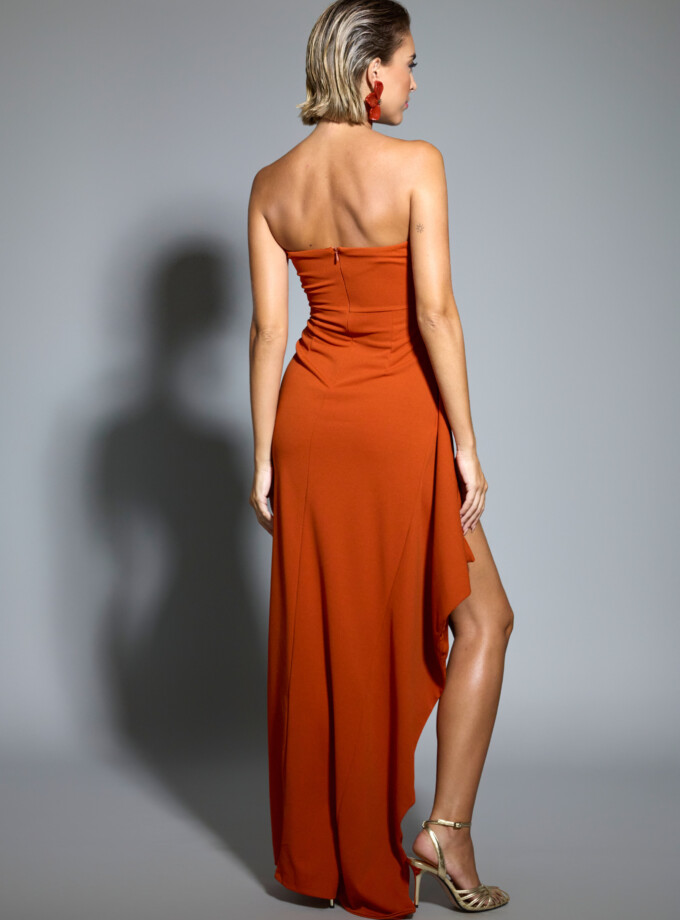 Vestido Yakarta Palabra Honor Volante