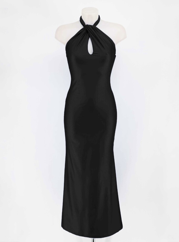 Vestido Seda Halter Atado Cuello