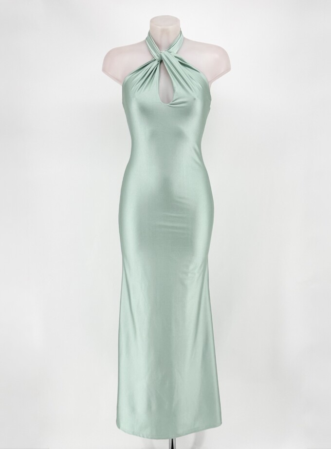 Vestido Seda Halter Atado Cuello