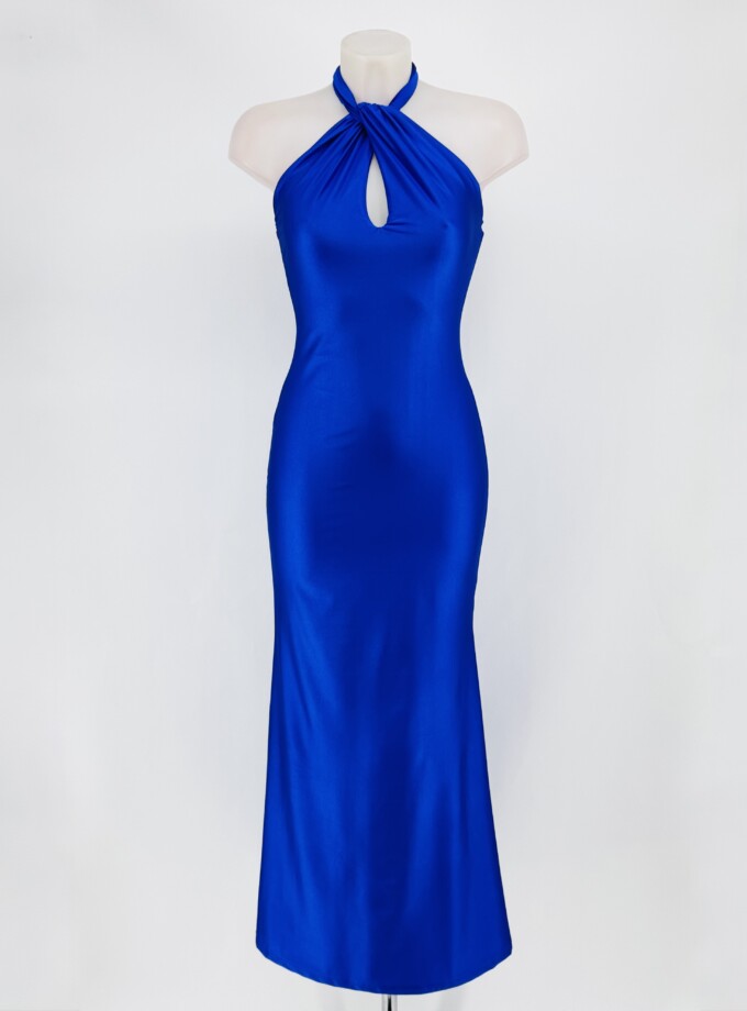 Vestido Seda Halter Atado Cuello