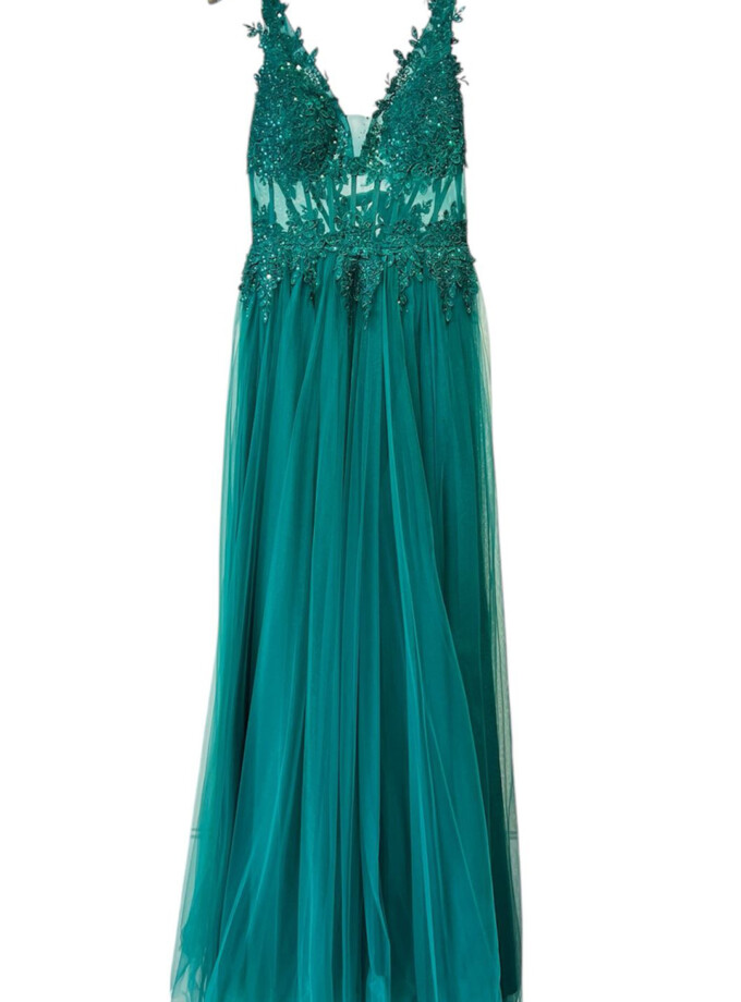 Vestido Tul Largo Corsé Abertura