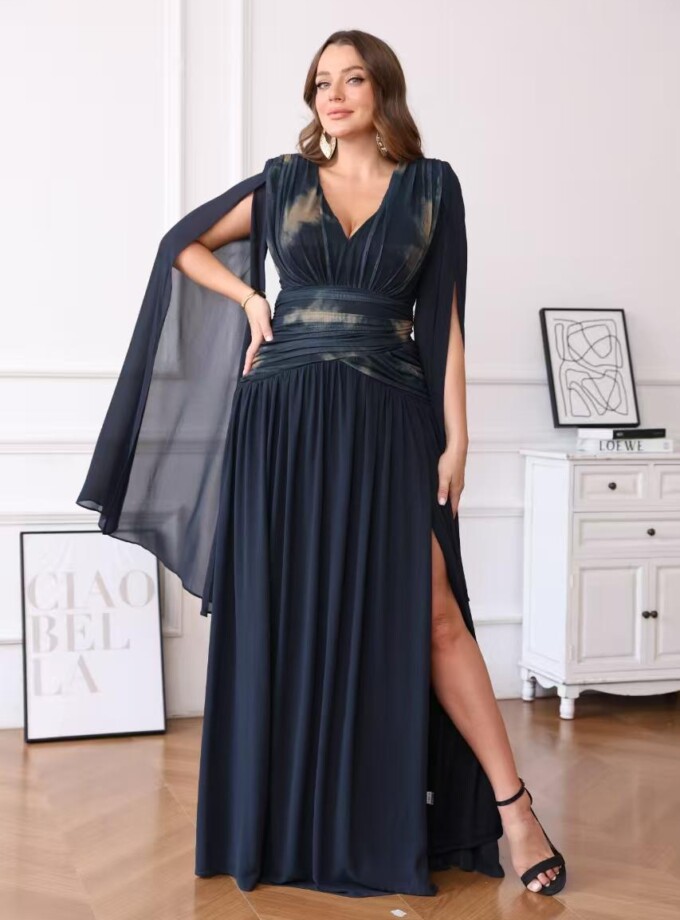 Vestido Torso Estampado Mangas Curvy