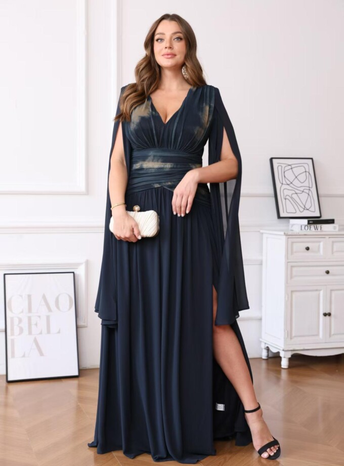 Vestido Torso Estampado Mangas Curvy