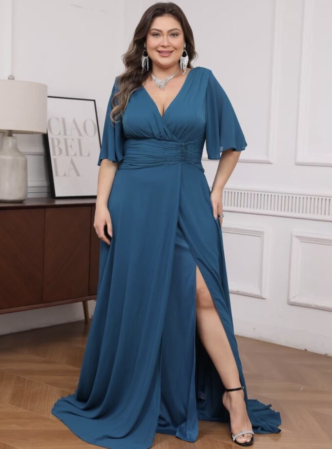Vestido Cruzado Brillo Cintura Curvy