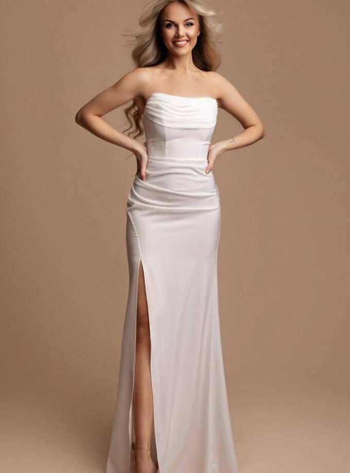 Vestido Seda Cascada Espalda Cruzada Novia