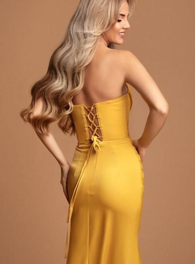 Vestido Seda Cascada Espalda Cruzada