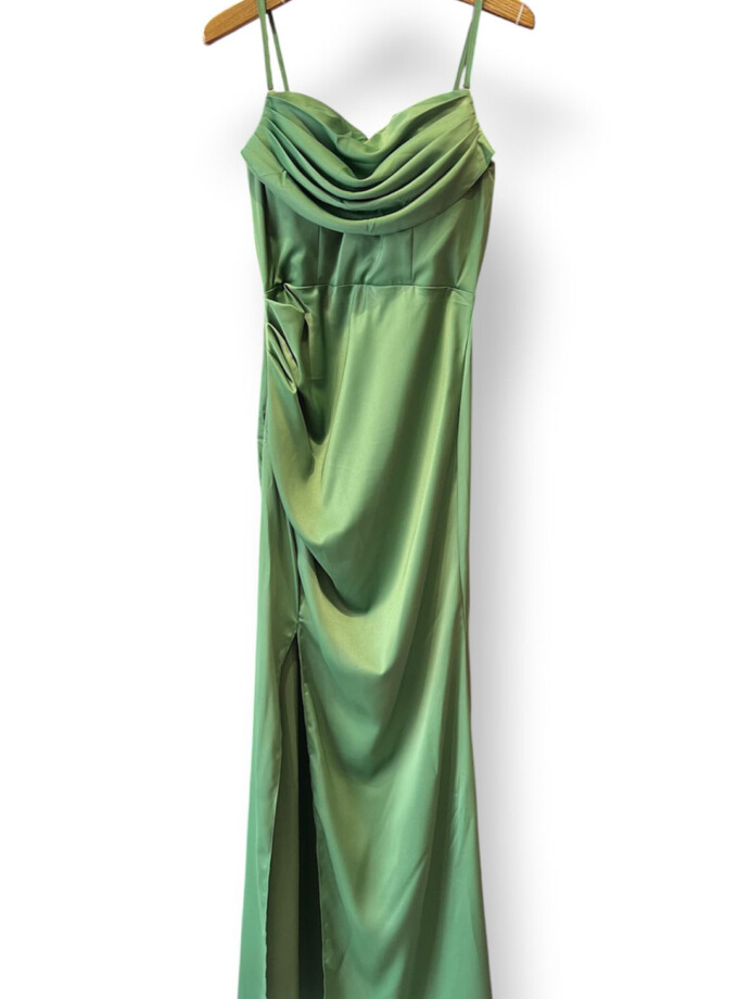 Vestido Seda Cascada Espalda Cruzada